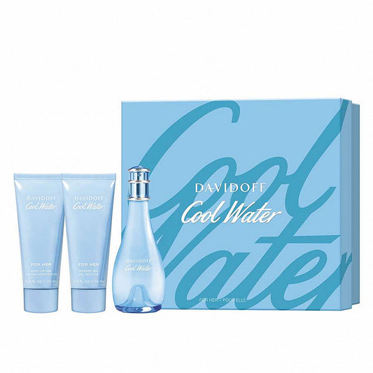 Cool Water 3 piece Women Gift Set by Davidoff Eau de Toilette - PERFUME BOUTIQUE