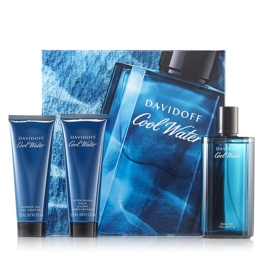 COOL WATER by Davidoff Men 3 PIECE GIFT SET - 4.2 oz Eau de Toilette - PERFUME BOUTIQUE