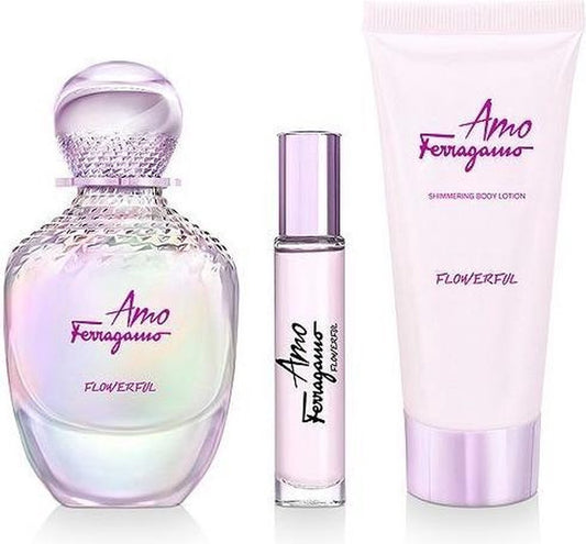 Amo Ferragamo Flowerful Gift Set 3pcs by Salvatore Ferragamo Eau de Toilette - PERFUME BOUTIQUE