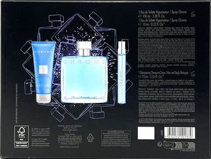Chrome Azzaro 3-PIECE Men Gift Set by Azzaro Eau de Toilette - PERFUME BOUTIQUE